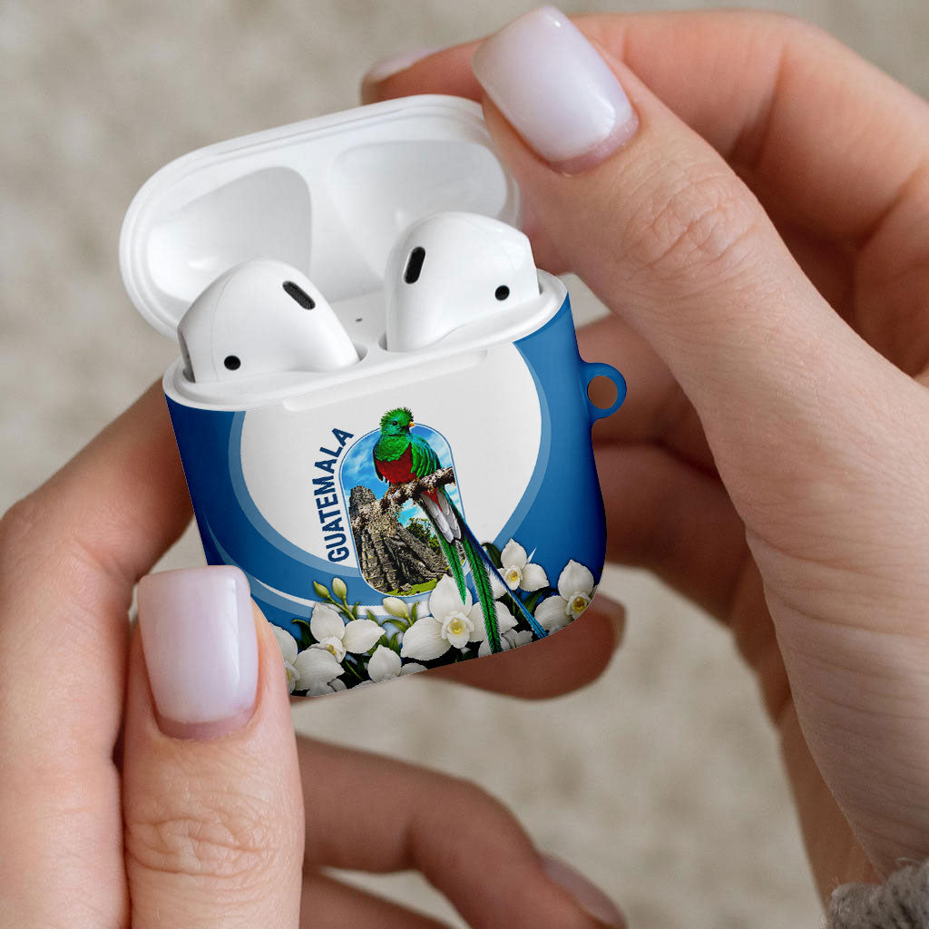Guatemala AirPods Case Quetzal Mayan Ruins Orchid Flag