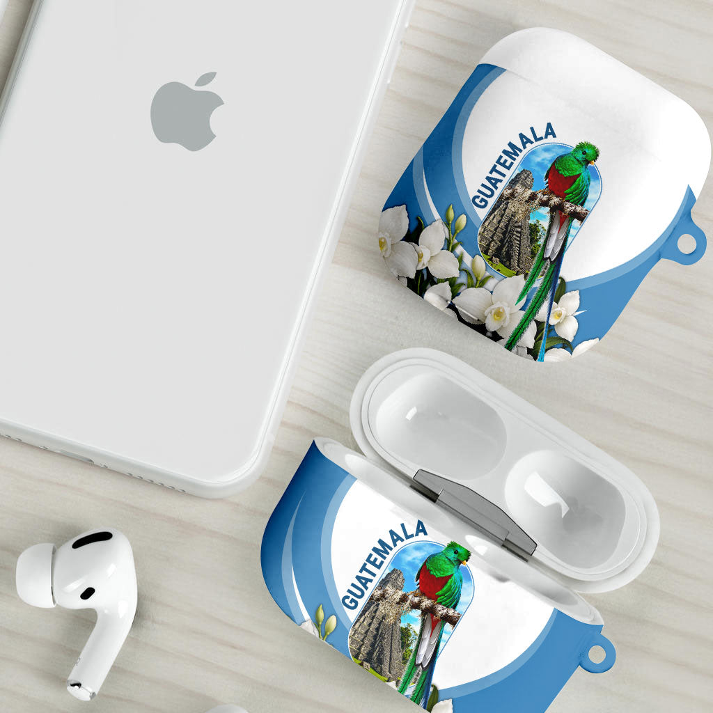 Guatemala AirPods Case Quetzal Mayan Ruins Orchid Flag