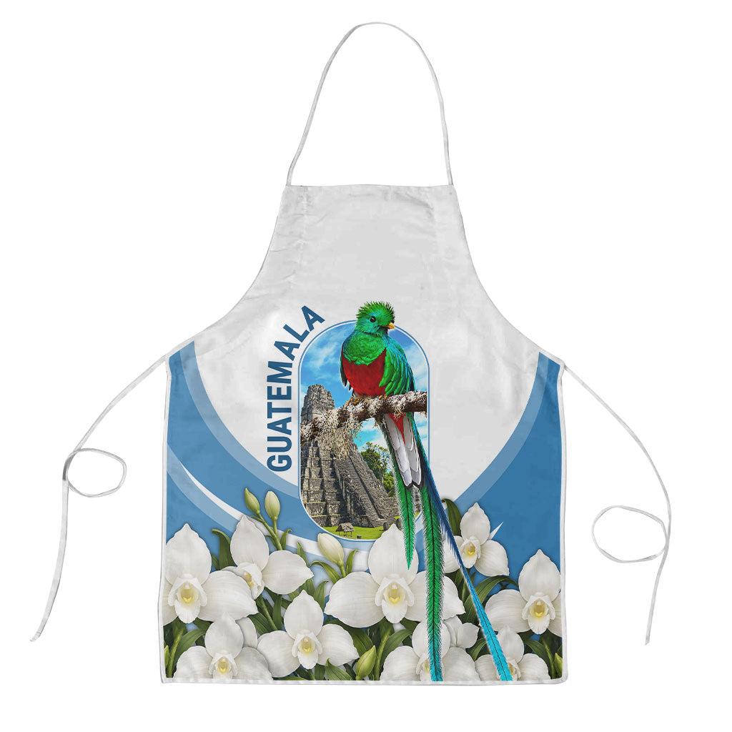 Guatemala Apron Quetzal Mayan Ruins Orchid Flag