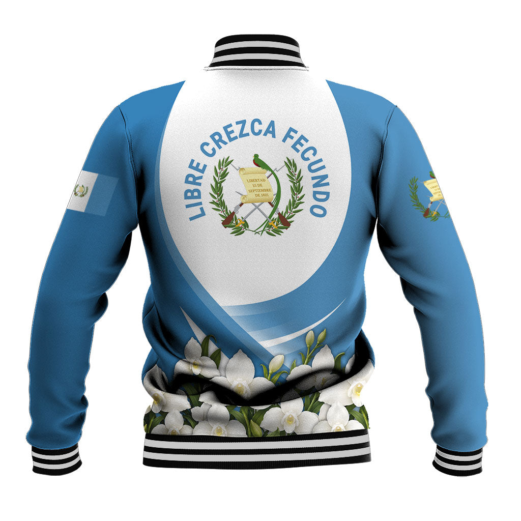 Guatemala Baseball Jacket Quetzal Mayan Ruins Orchid Flag