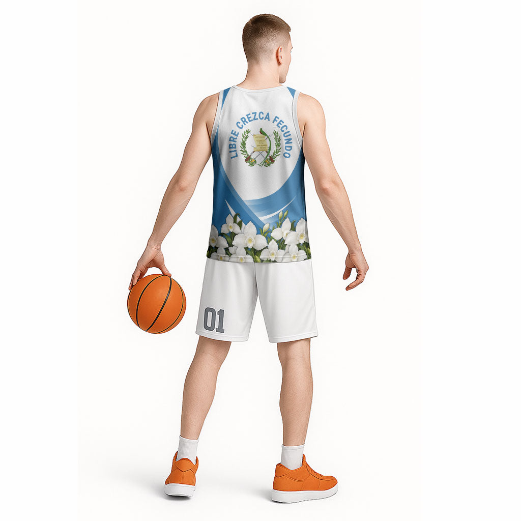 Guatemala Basketball Jersey Quetzal Mayan Ruins Orchid Flag