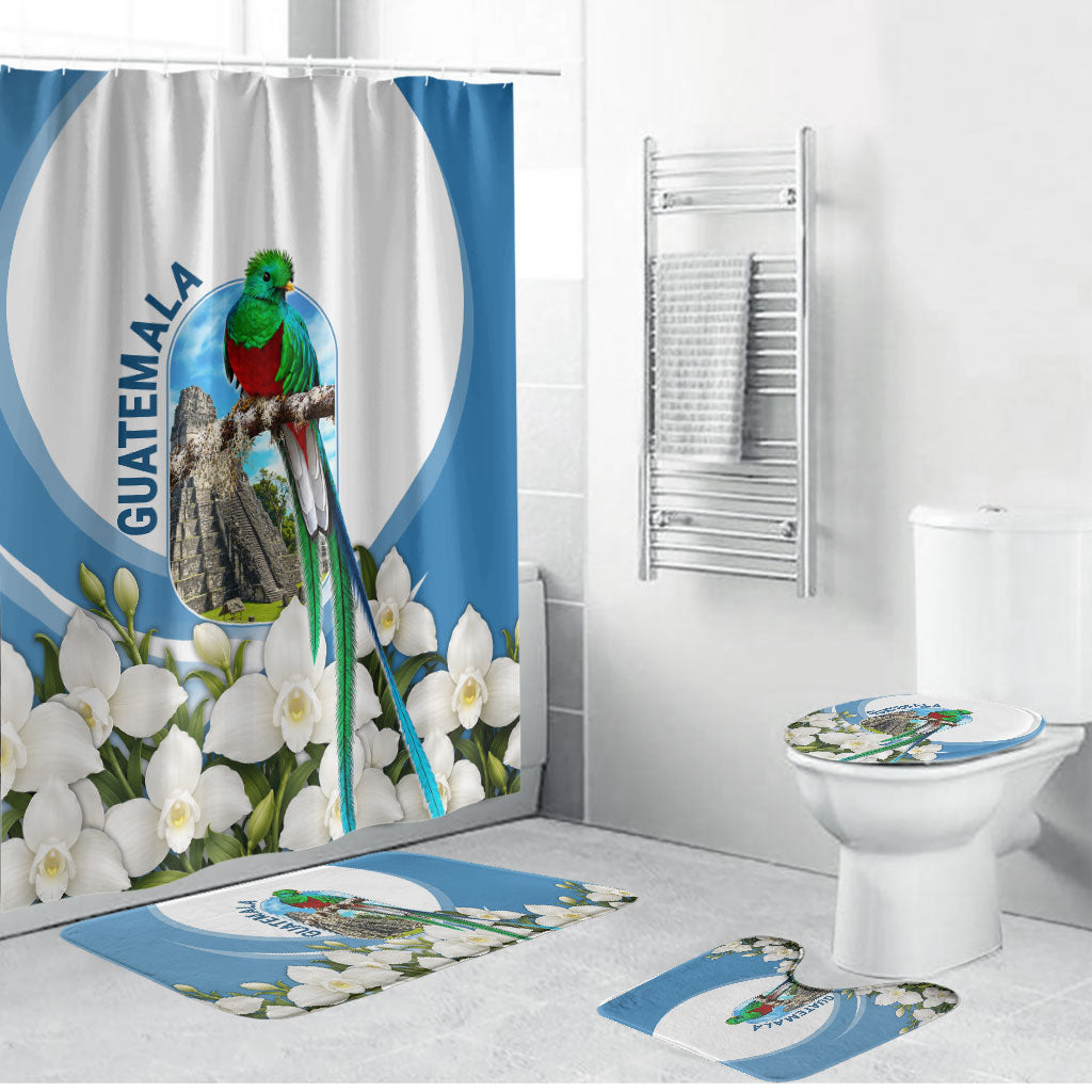 Guatemala Bathroom Set Quetzal Mayan Ruins Orchid Flag