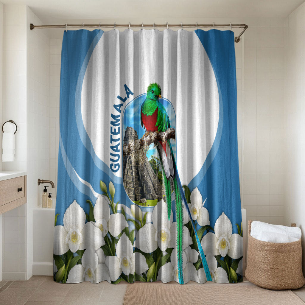 Guatemala Bathroom Set Quetzal Mayan Ruins Orchid Flag