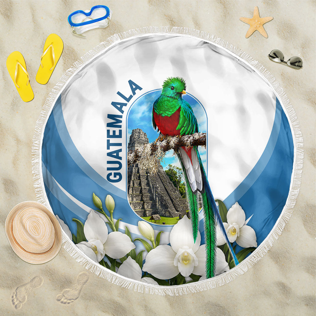Guatemala Beach Blanket Quetzal Mayan Ruins Orchid Flag