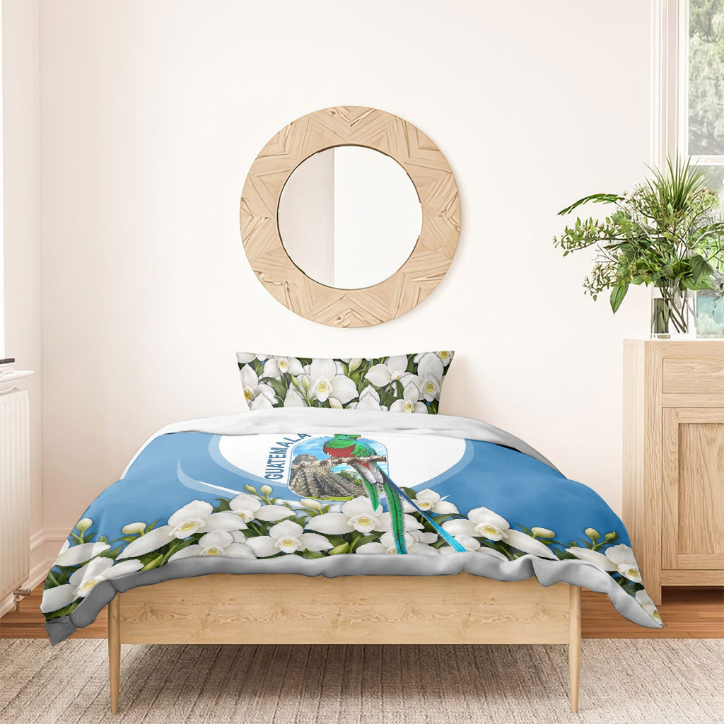 Guatemala Bedding Set Quetzal Mayan Ruins Orchid Flag