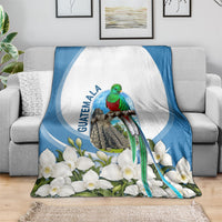 Guatemala Blanket Quetzal Mayan Ruins Orchid Flag