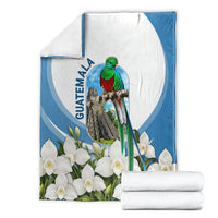 Guatemala Blanket Quetzal Mayan Ruins Orchid Flag