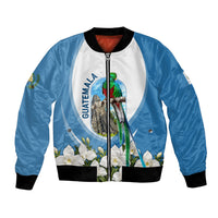 Guatemala Bomber Jacket Quetzal Mayan Ruins Orchid Flag