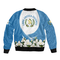 Guatemala Bomber Jacket Quetzal Mayan Ruins Orchid Flag