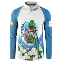 Guatemala Button Sweatshirt Quetzal Mayan Ruins Orchid Flag