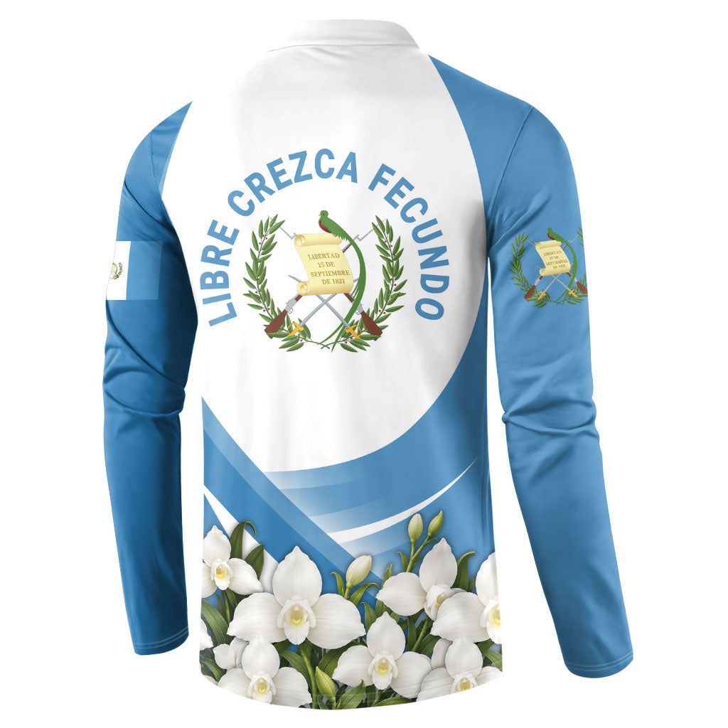 Guatemala Button Sweatshirt Quetzal Mayan Ruins Orchid Flag