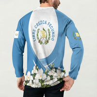 Guatemala Button Sweatshirt Quetzal Mayan Ruins Orchid Flag
