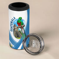 Guatemala 4 in 1 Can Cooler Tumbler Quetzal Mayan Ruins Orchid Flag