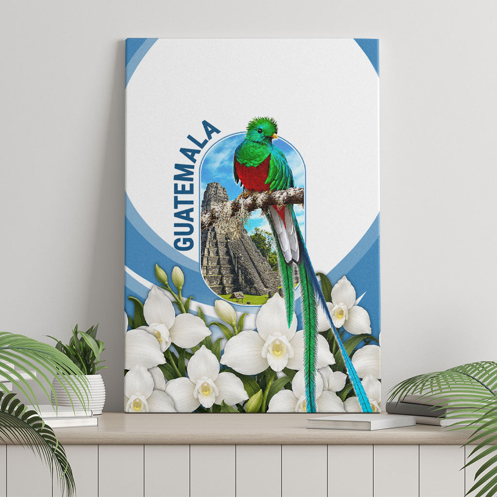 Guatemala Canvas Wall Art Quetzal Mayan Ruins Orchid Flag