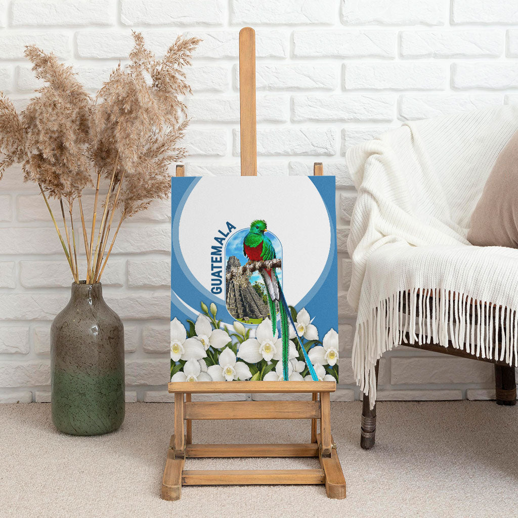 Guatemala Canvas Wall Art Quetzal Mayan Ruins Orchid Flag