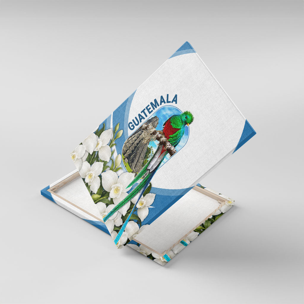 Guatemala Canvas Wall Art Quetzal Mayan Ruins Orchid Flag