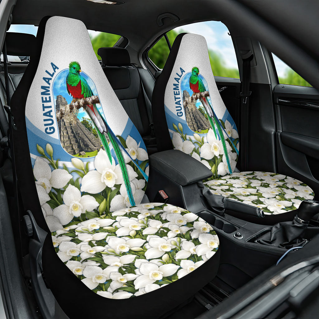 Guatemala Car Seat Cover Quetzal Mayan Ruins Orchid Flag