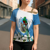 Guatemala Cross Shoulder Shirt Quetzal Mayan Ruins Orchid Flag