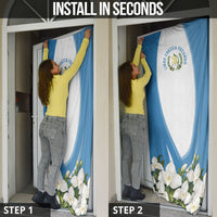 Guatemala Door Cover Quetzal Mayan Ruins Orchid Flag