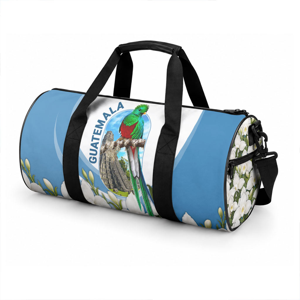 Guatemala Duffle Bag Quetzal Mayan Ruins Orchid Flag