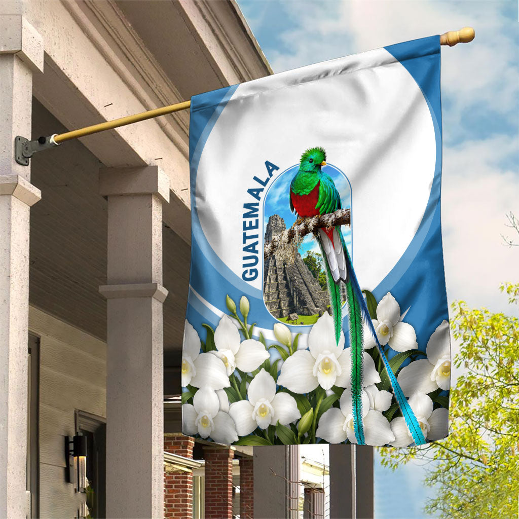 Guatemala Garden Flag Quetzal Mayan Ruins Orchid Flag