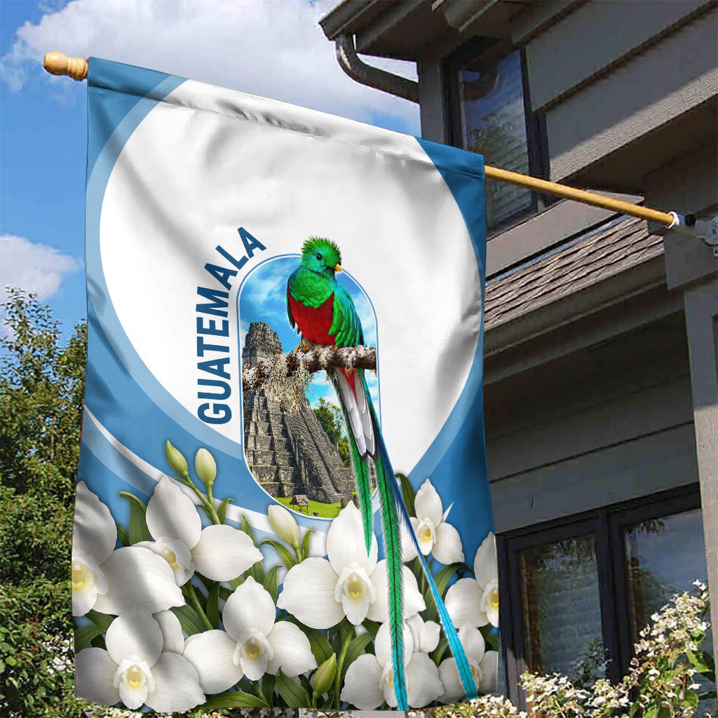 Guatemala Garden Flag Quetzal Mayan Ruins Orchid Flag