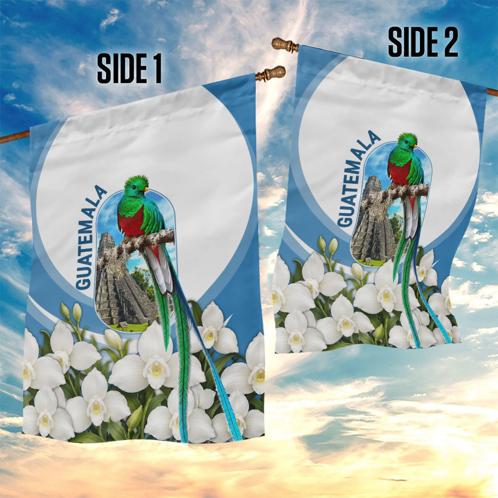 Guatemala Garden Flag Quetzal Mayan Ruins Orchid Flag