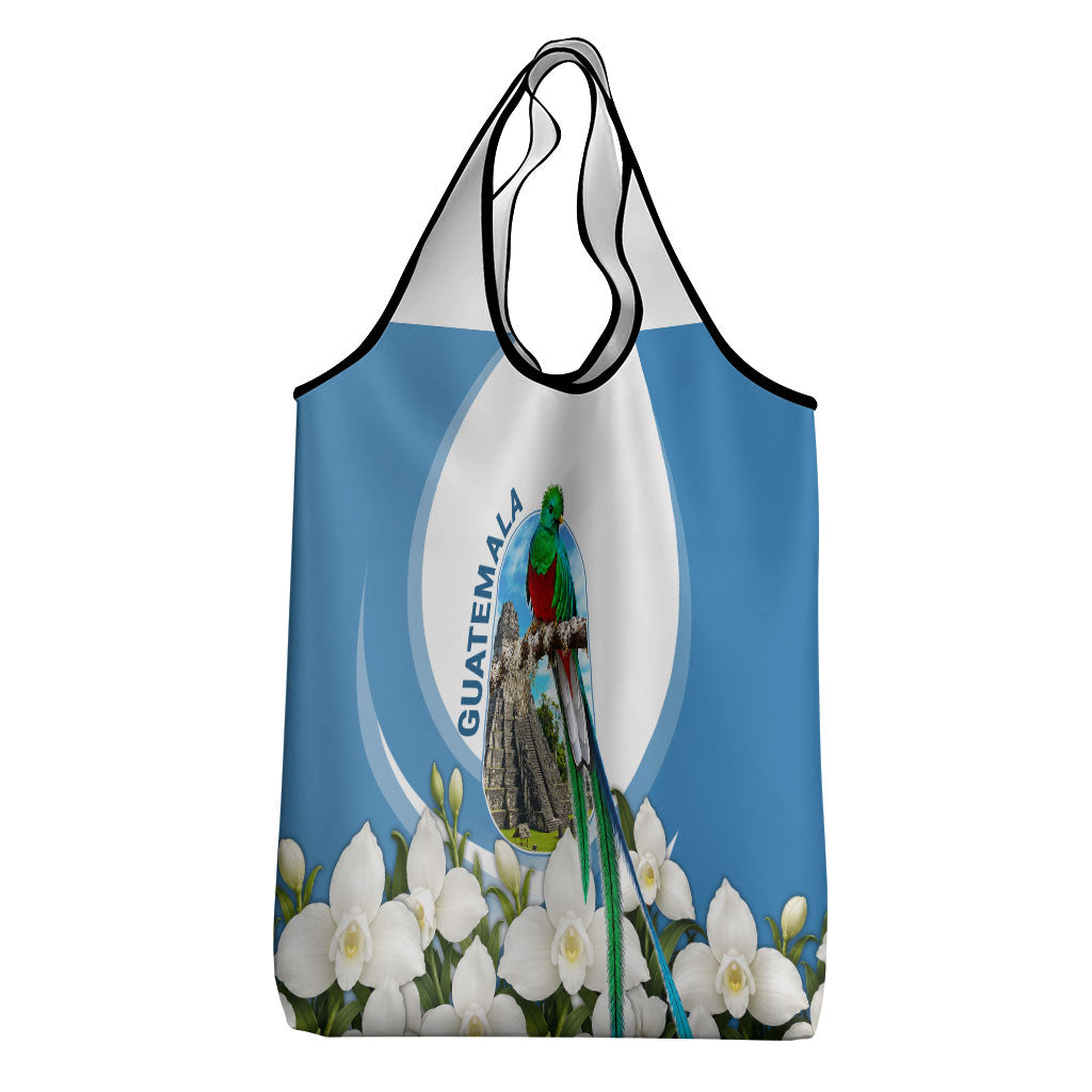 Guatemala Grocery Bag Quetzal Mayan Ruins Orchid Flag