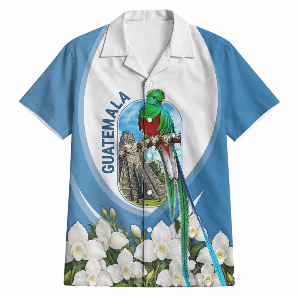 Guatemala Hawaiian Shirt Quetzal Mayan Ruins Orchid Flag