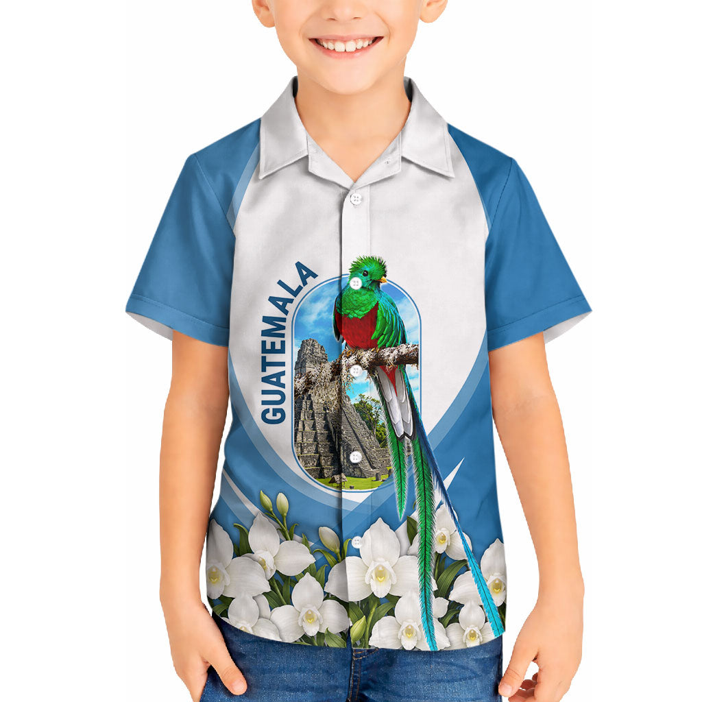 Guatemala Hawaiian Shirt Quetzal Mayan Ruins Orchid Flag