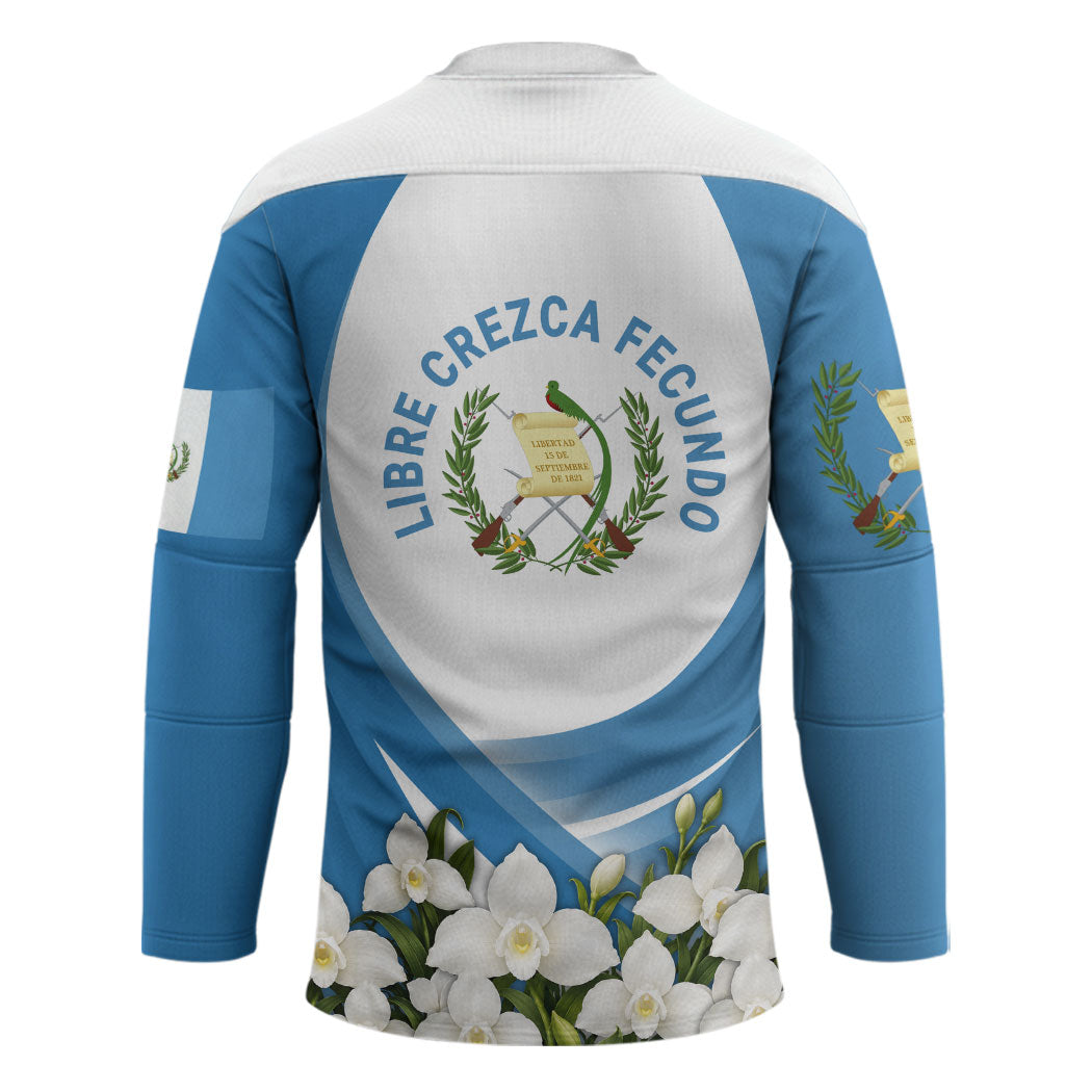 Guatemala Hockey Jersey Quetzal Mayan Ruins Orchid Flag