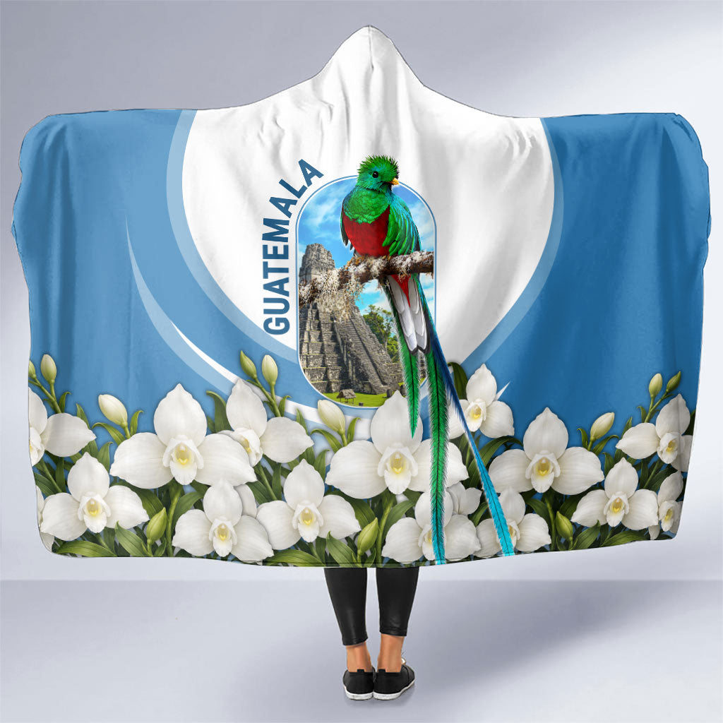 Guatemala Hooded Blanket Quetzal Mayan Ruins Orchid Flag