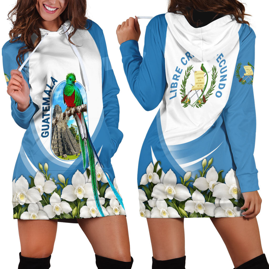 Guatemala Hoodie Dress Quetzal Mayan Ruins Orchid Flag