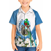 Guatemala Kid Hawaiian Shirt Quetzal Mayan Ruins Orchid Flag