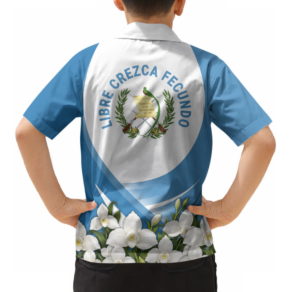 Guatemala Kid Hawaiian Shirt Quetzal Mayan Ruins Orchid Flag