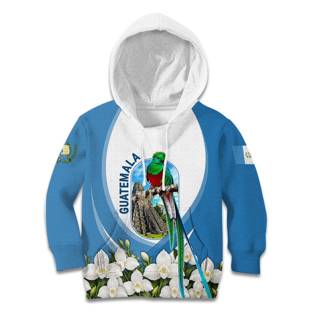 Guatemala Kid Hoodie Quetzal Mayan Ruins Orchid Flag