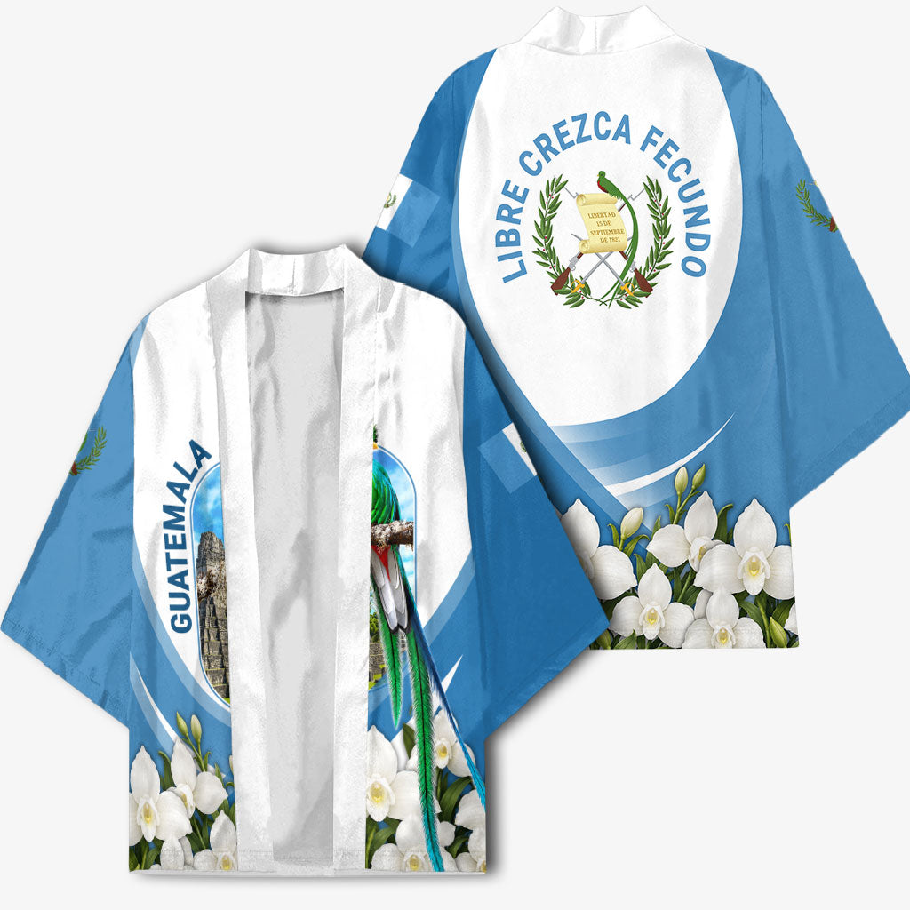 Guatemala Kimono Quetzal Mayan Ruins Orchid Flag