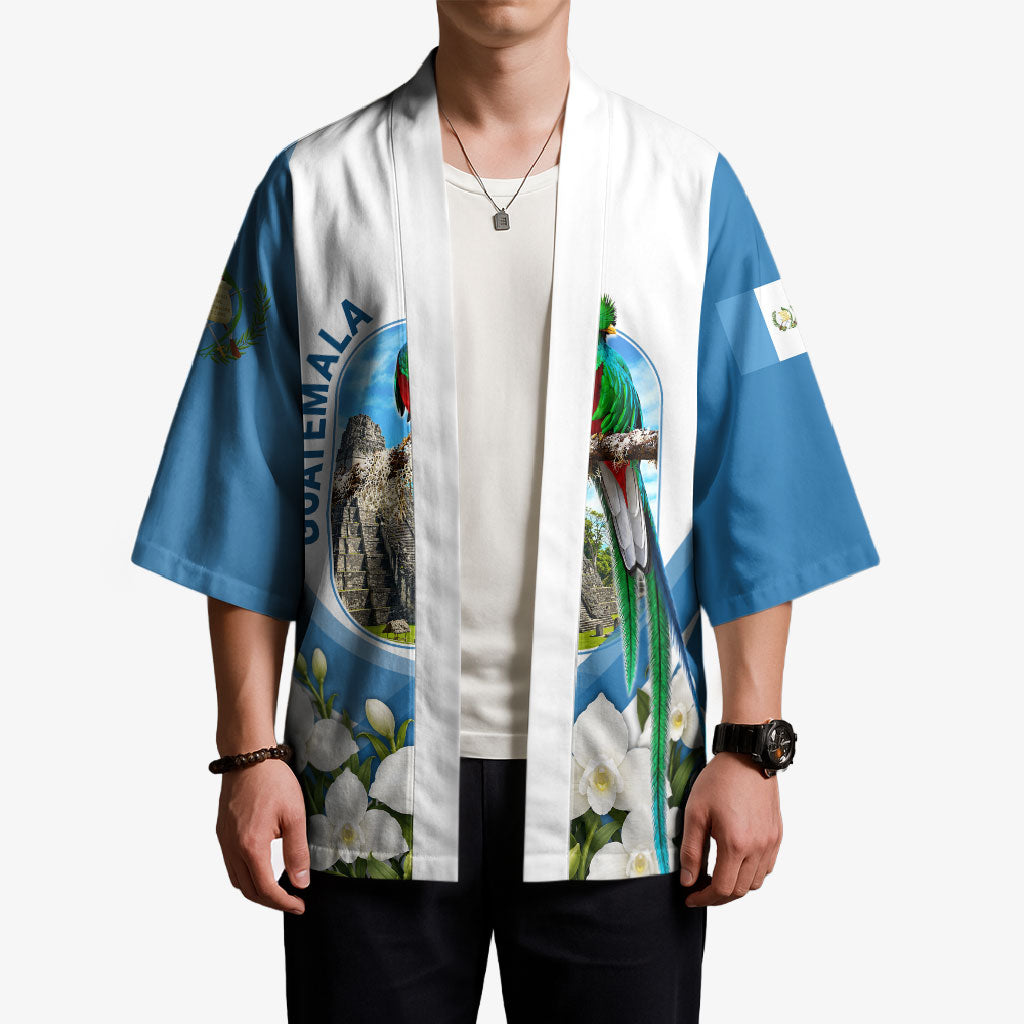 Guatemala Kimono Quetzal Mayan Ruins Orchid Flag