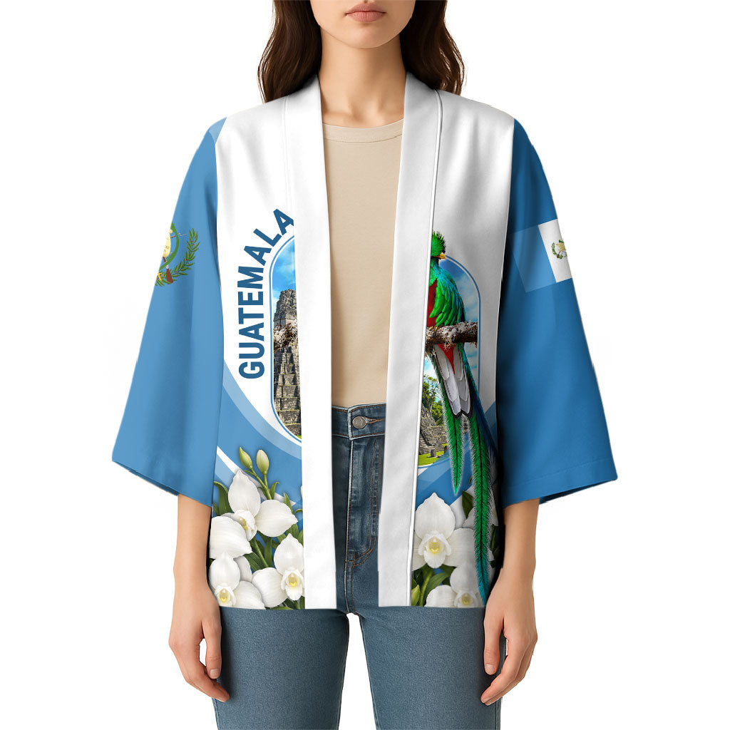 Guatemala Kimono Quetzal Mayan Ruins Orchid Flag