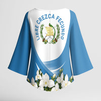 Guatemala Kimono Sleeve Blouse Quetzal Mayan Ruins Orchid Flag