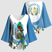 Guatemala Kimono Sleeve Blouse Quetzal Mayan Ruins Orchid Flag