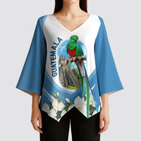Guatemala Kimono Sleeve Blouse Quetzal Mayan Ruins Orchid Flag