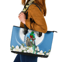 Guatemala Leather Tote Bag Quetzal Mayan Ruins Orchid Flag