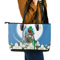 Guatemala Leather Tote Bag Quetzal Mayan Ruins Orchid Flag