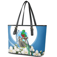 Guatemala Leather Tote Bag Quetzal Mayan Ruins Orchid Flag
