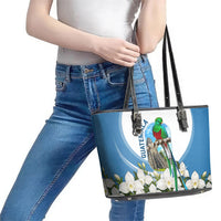 Guatemala Leather Tote Bag Quetzal Mayan Ruins Orchid Flag