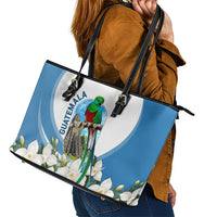 Guatemala Leather Tote Bag Quetzal Mayan Ruins Orchid Flag