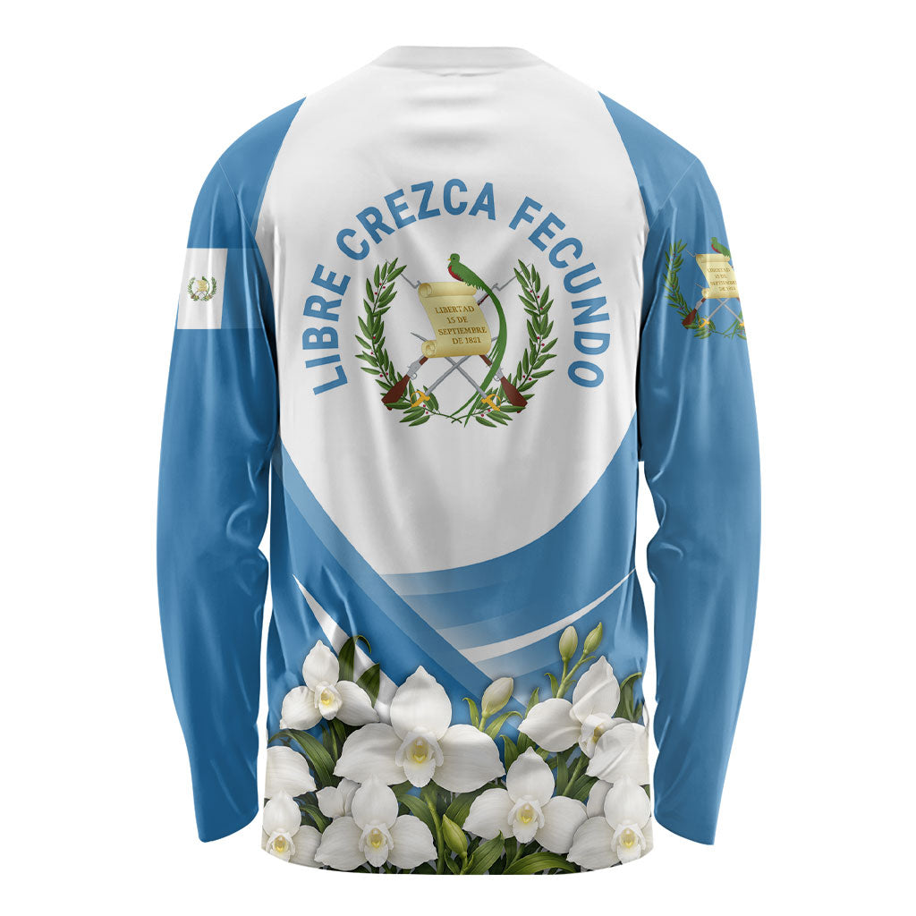 Guatemala Long Sleeve Shirt Quetzal Mayan Ruins Orchid Flag