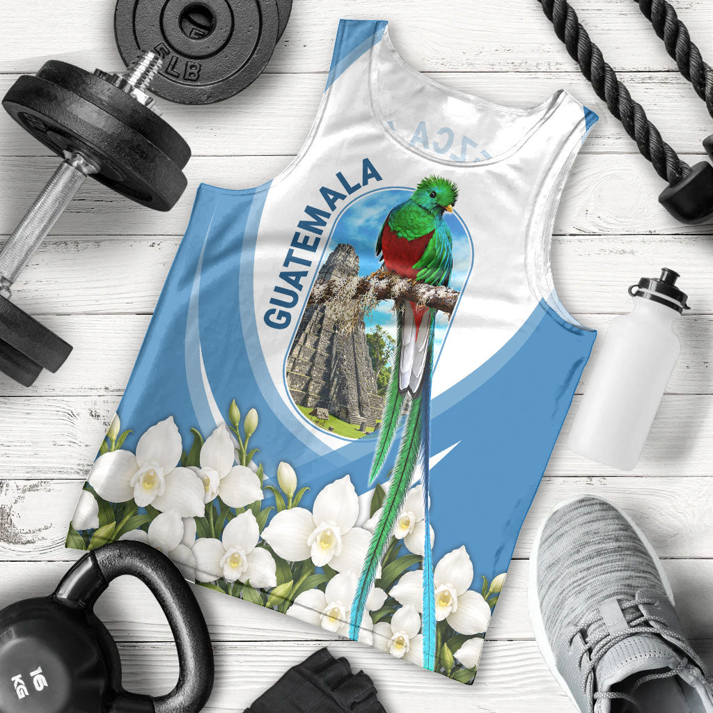 Guatemala Men Tank Top Quetzal Mayan Ruins Orchid Flag
