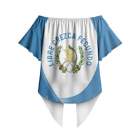 Guatemala Off Shoulder Wrap Waist Top Quetzal Mayan Ruins Orchid Flag